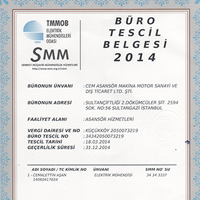 Cem's Lift Asansr Bro Tescil Belgesi