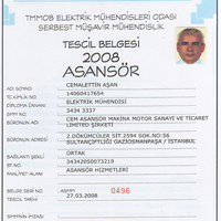 Cem's Lift Asansr Tescil Belgesi